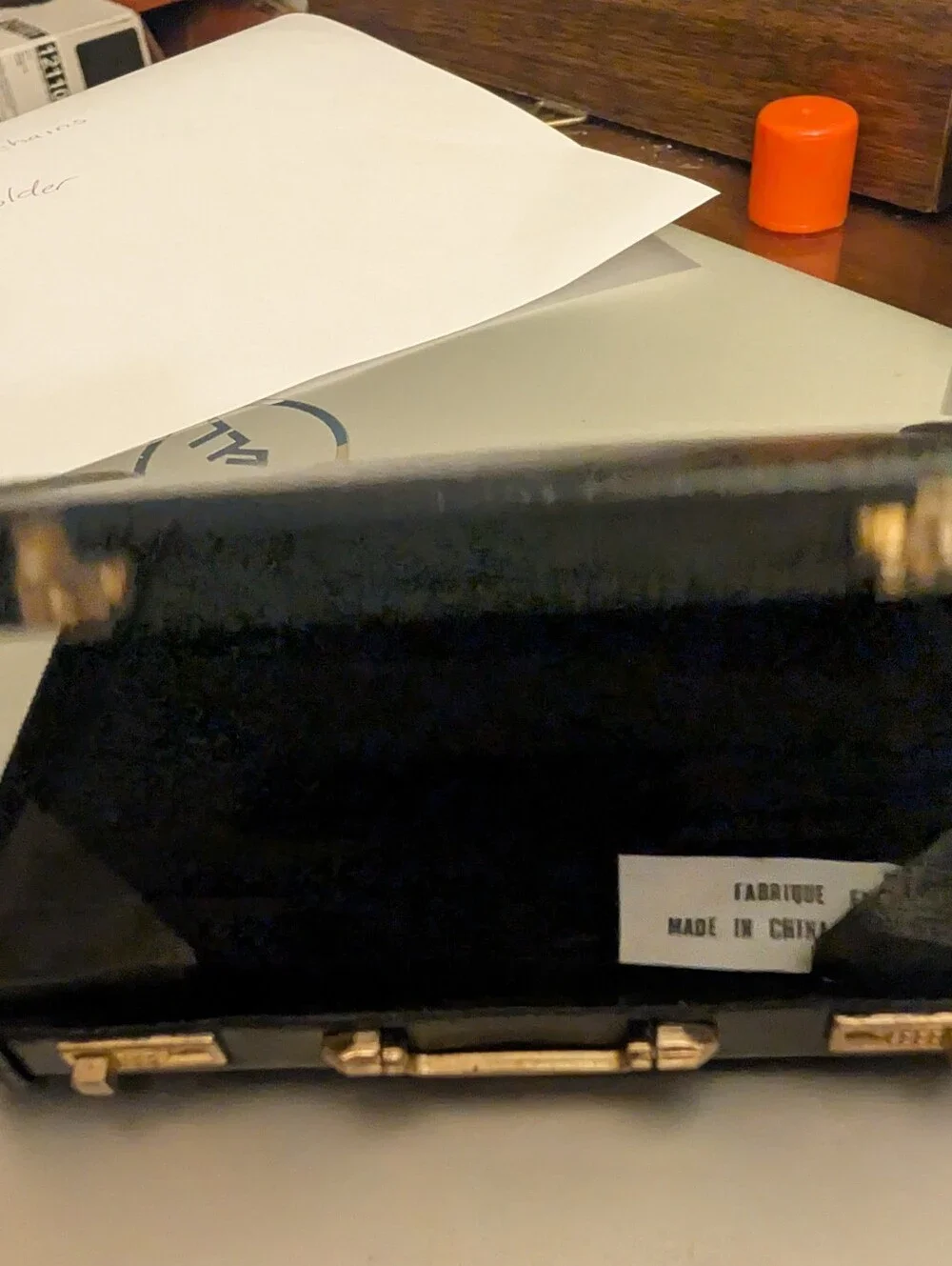 Black Leather-like Mini Briefcase Business Card Holder